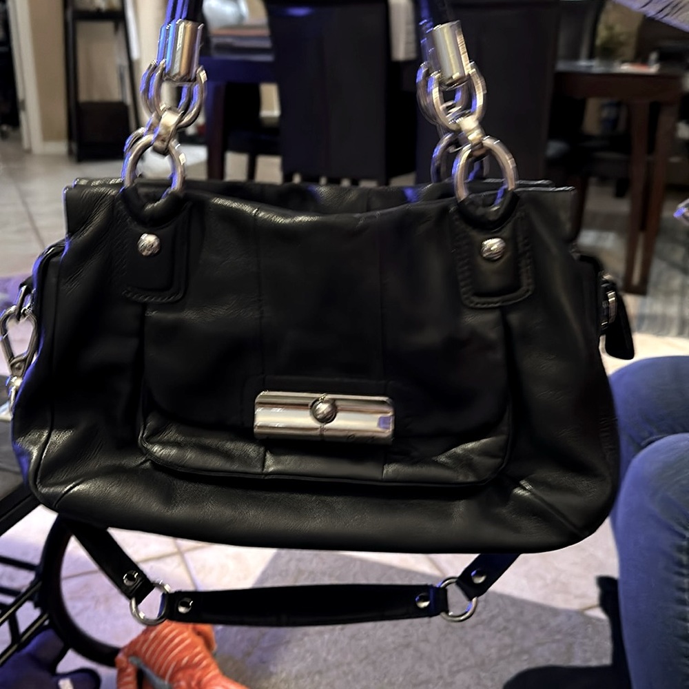 Black Coach Purse medium size, strap & handle.
